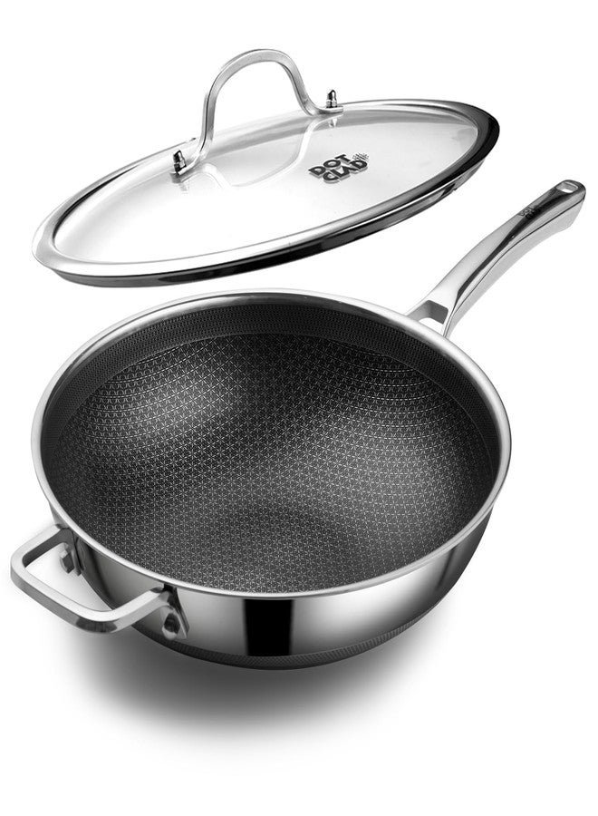 DOTCLAD Wok pan,Hybrid 12 inch Wok with Lid, PFOA Free Cookware,non stick Stainless Steel Woks & Stir-fry pans Nonstick, Dishwasher and Oven Safe, Works on Induction - Image 1